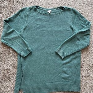 J. Jill Teal Knit Sweater, tunic length, side slit, XL